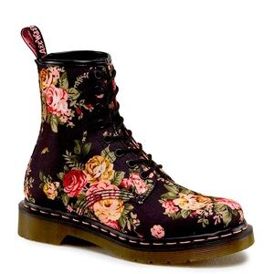 Dr. Martens. Women's Black Floral Printed Boots. Like new